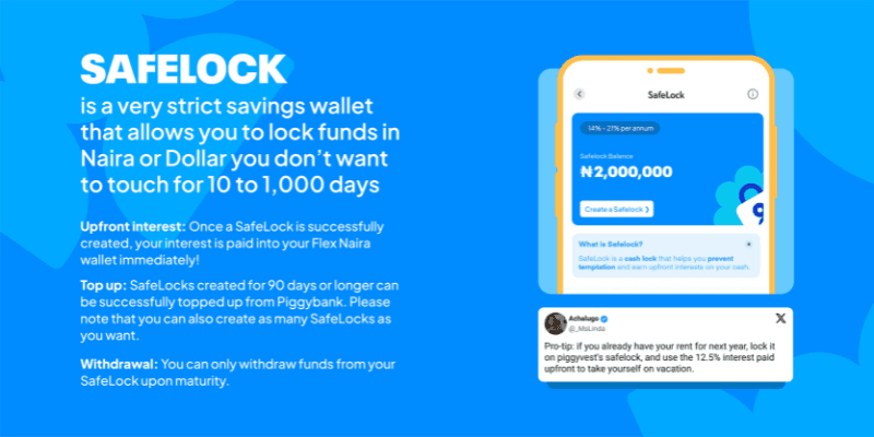 PiggyVest SafeLock Review in Nigeria: Interest Rates, Lock Periods, Withdrawal Penalties and Safety